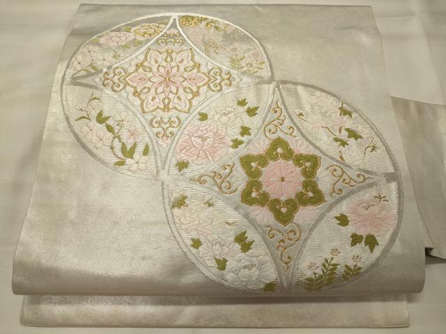 平和屋着物◎九寸名古屋帯 唐織 七宝正倉院花文 金銀糸 正絹 逸品 CABH2849oy