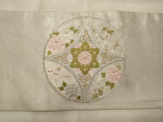 平和屋着物◎九寸名古屋帯 唐織 七宝正倉院花文 金銀糸 正絹 逸品 CABH2849oy