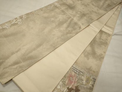 平和屋着物◎六通柄袋帯　草花文　金銀糸　正絹　逸品　CABH2882oy