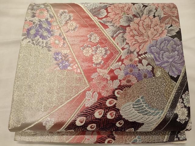 平和屋着物◎六通柄袋帯 唐織 花鳥文 金銀糸 正絹 逸品 CABH2887oy