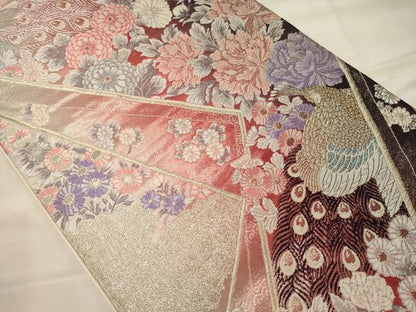 平和屋着物◎六通柄袋帯 唐織 花鳥文 金銀糸 正絹 逸品 CABH2887oy