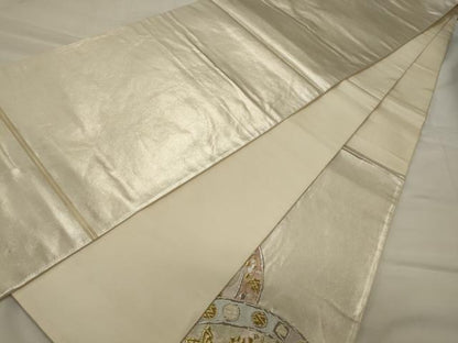 平和屋着物◎太鼓柄袋帯 唐織 狩猟丸文 金銀糸 正絹 逸品 CABH2888oy