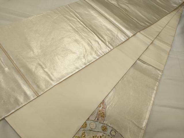 平和屋着物◎太鼓柄袋帯 唐織 狩猟丸文 金銀糸 正絹 逸品 CABH2888oy