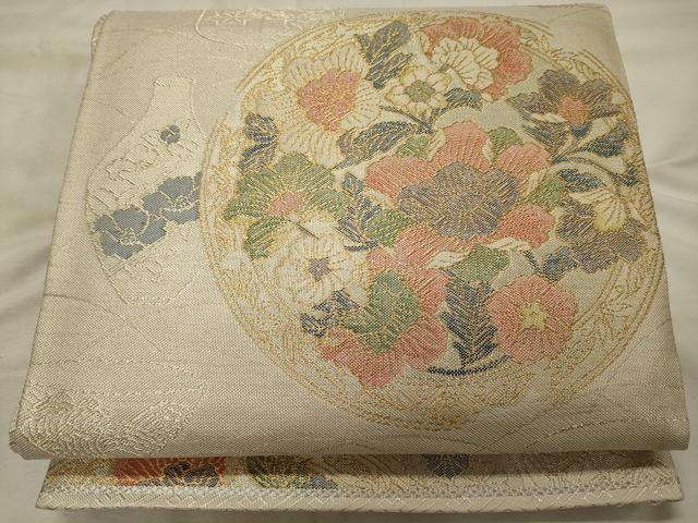 平和屋着物◎佐賀錦 六通柄袋帯 本箔佐賀錦 陶器草花丸文 正絹 逸品 CABH2892oy