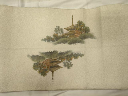 平和屋着物◎太鼓柄袋帯 作家物 綴れ 八坂五重塔 正絹 逸品 CABH2897oy