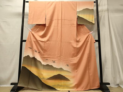 平和屋着物■訪問着　遠山飛鶴文　暈し染め　正絹　逸品　未使用　CABH2908oy