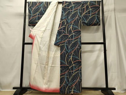 平和屋着物■上質な小紋　草葉文　正絹　逸品　CABH2912oy