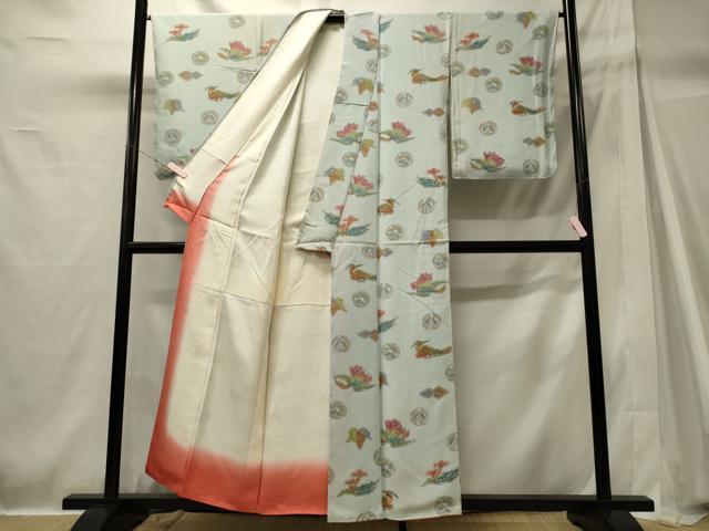平和屋着物■上質な小紋　手描き　吉祥花鳥丸文　正絹　逸品　未使用　CABH2914oy