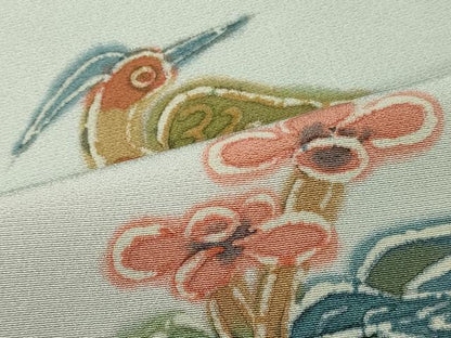 平和屋着物■上質な小紋　手描き　吉祥花鳥丸文　正絹　逸品　未使用　CABH2914oy