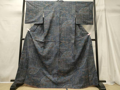 平和屋着物■上質な小紋　紬　更紗花鳥文　正絹　逸品　未使用　CABH2915oy