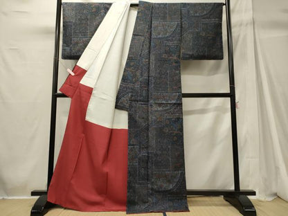 平和屋着物■上質な小紋　紬　更紗花鳥文　正絹　逸品　未使用　CABH2915oy