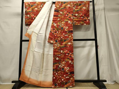 平和屋着物■上質な小紋　冊子花松文　金彩　正絹　逸品　未使用　CABH2916oy