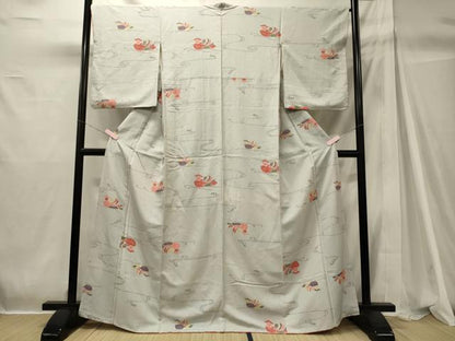 平和屋着物■上質な小紋　鴛鴦流水文　正絹　逸品　CABH2922oy