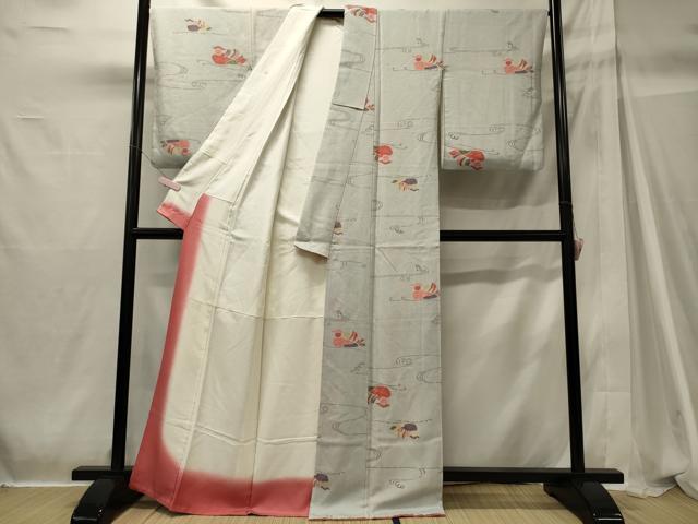 平和屋着物■上質な小紋　鴛鴦流水文　正絹　逸品　CABH2922oy