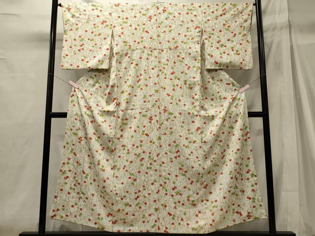 平和屋着物■上質な小紋　楓枝梅文　暈し染め　金銀彩　正絹　逸品　CABH2923oy