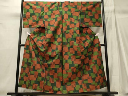 平和屋着物■上質な紬　幾何学文　仮絵羽　逸品　未使用　CABH2926oy
