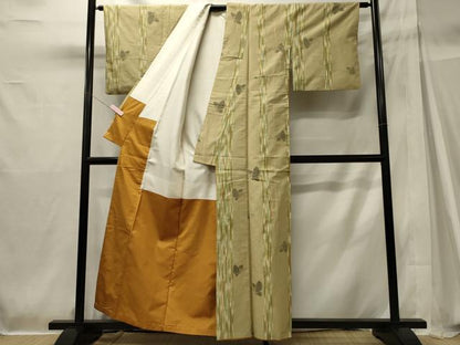 平和屋着物■上質な紬　舞蝶間道　正絹　逸品　CABH2928oy
