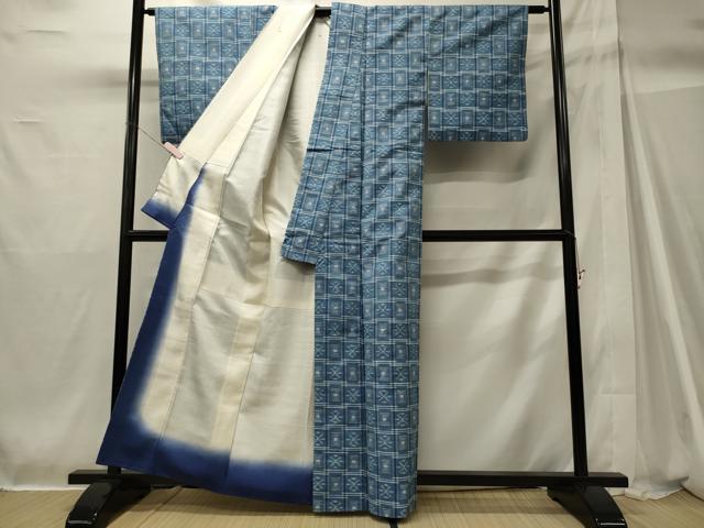 平和屋着物■上質な紬　幾何学文　正絹　逸品　CABH2934oy