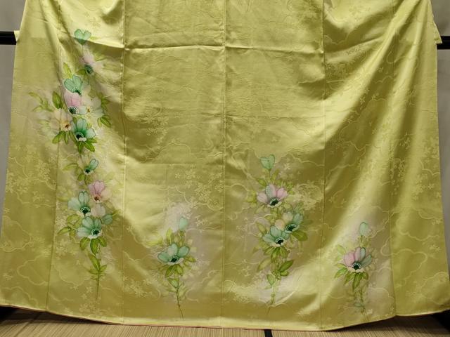 平和屋着物■訪問着　手描き　草花文　暈し染め　正絹　逸品　CABH2935oy