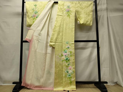 平和屋着物■訪問着　手描き　草花文　暈し染め　正絹　逸品　CABH2935oy