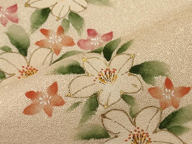 平和屋着物■訪問着　手描き　草花文　金彩　正絹　逸品　CABH2941oy