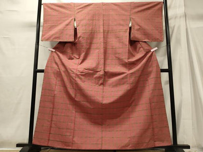 平和屋着物■上質な紬 格子柄 正絹 逸品 CABH2946oy