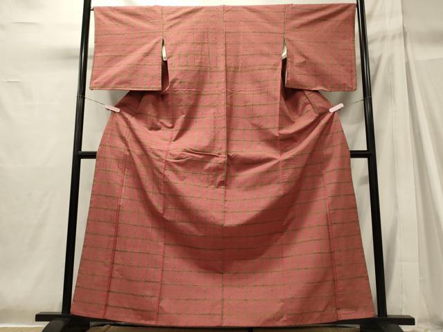 平和屋着物■上質な紬 格子柄 正絹 逸品 CABH2946oy