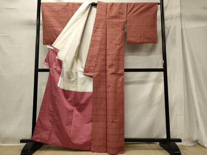 平和屋着物■上質な紬 格子柄 正絹 逸品 CABH2946oy