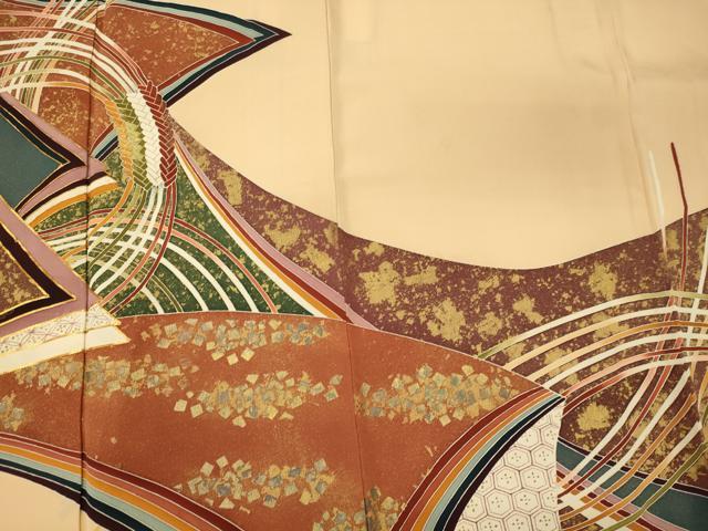 平和屋着物□豪華色留袖 作家物 駒刺繍 色紙重ね文 金彩 正絹
