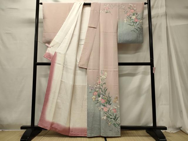 平和屋着物■十日町友禅 女流作家 遠田藤舟 訪問着 草花文 暈し染め 正絹 逸品 CABH2954oy