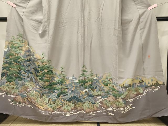 平和屋着物■色留袖 作家物 遠山草木文 洗える着物 未使用 CABH2959oy