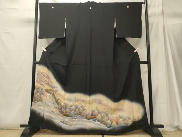 平和屋着物■豪華黒留袖 草木文 暈し染め 正絹 逸品 CABH2962oy