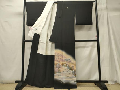 平和屋着物■豪華黒留袖 草木文 暈し染め 正絹 逸品 CABH2962oy
