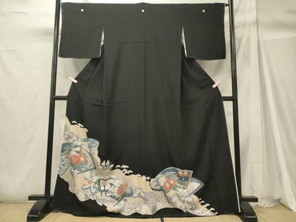 平和屋着物■豪華黒留袖 道長花鳥松文 銀彩 正絹 逸品 未使用 CABH2963oy