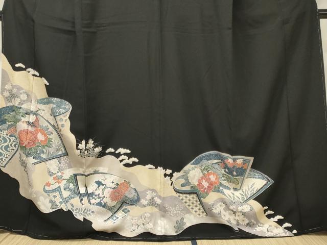 平和屋着物■豪華黒留袖 道長花鳥松文 銀彩 正絹 逸品 未使用 CABH2963oy