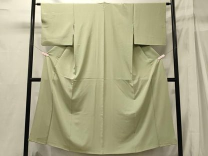 平和屋着物■上質な色無地　若芽色　正絹　逸品　CABH2967oy