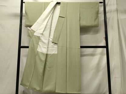 平和屋着物■上質な色無地　若芽色　正絹　逸品　CABH2967oy