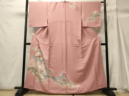 平和屋着物■訪問着　遠山吉祥花文　暈し染め　金彩　正絹　逸品　CABH2970oy