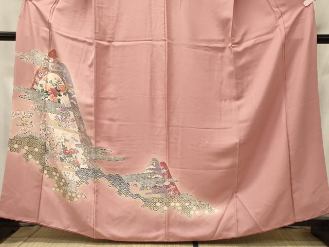 平和屋着物■訪問着　遠山吉祥花文　暈し染め　金彩　正絹　逸品　CABH2970oy