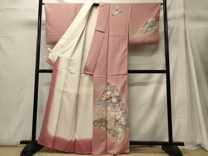 平和屋着物■訪問着　遠山吉祥花文　暈し染め　金彩　正絹　逸品　CABH2970oy