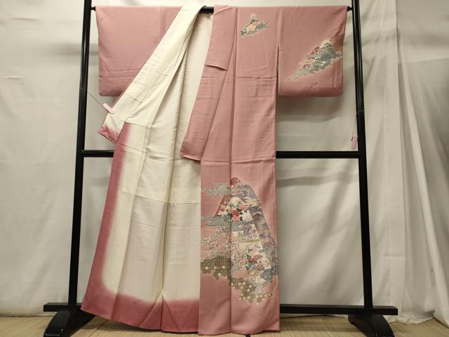 平和屋着物■訪問着　遠山吉祥花文　暈し染め　金彩　正絹　逸品　CABH2970oy