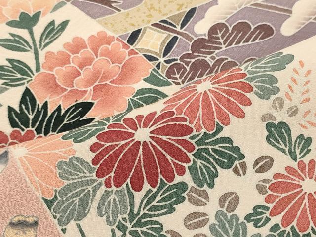 平和屋着物■訪問着　遠山吉祥花文　暈し染め　金彩　正絹　逸品　CABH2970oy
