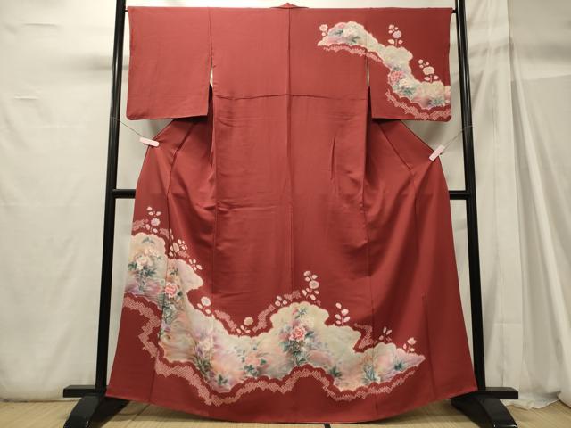 平和屋着物■訪問着　手描き　草花文　暈し染め　正絹　逸品　CABH2973oy