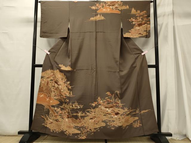 平和屋着物■訪問着 渡橋風景花文 正絹 逸品 CABH2996oy