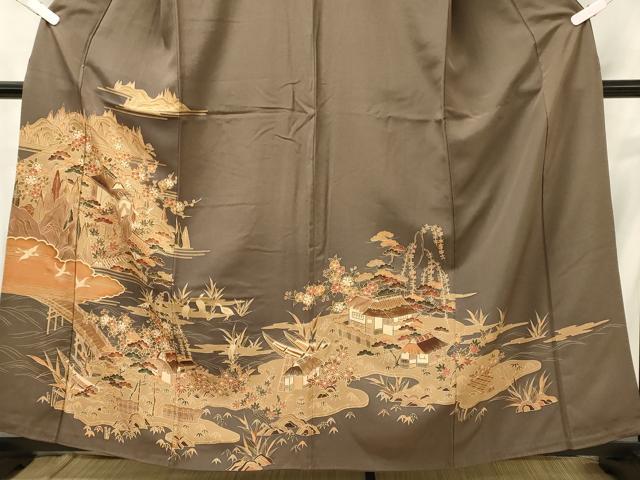 平和屋着物■訪問着 渡橋風景花文 正絹 逸品 CABH2996oy