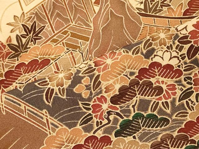 平和屋着物■訪問着 渡橋風景花文 正絹 逸品 CABH2996oy