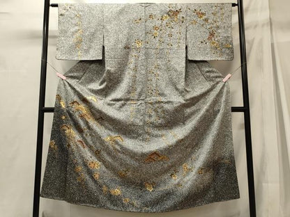 平和屋着物■訪問着　駒刺繍　枝梅松文　たたき染め　金銀彩　正絹　逸品　CABH3002oy