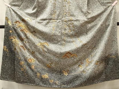 平和屋着物■訪問着　駒刺繍　枝梅松文　たたき染め　金銀彩　正絹　逸品　CABH3002oy