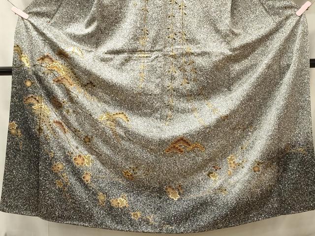 平和屋着物■訪問着　駒刺繍　枝梅松文　たたき染め　金銀彩　正絹　逸品　CABH3002oy