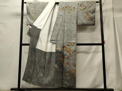 平和屋着物■訪問着　駒刺繍　枝梅松文　たたき染め　金銀彩　正絹　逸品　CABH3002oy